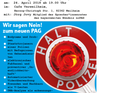noPAG Flyer für 24.4.2018 Weilheim