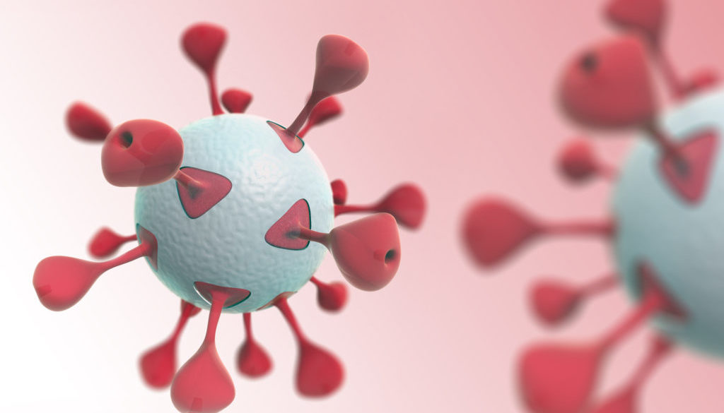 illustration of red virus on gradient background