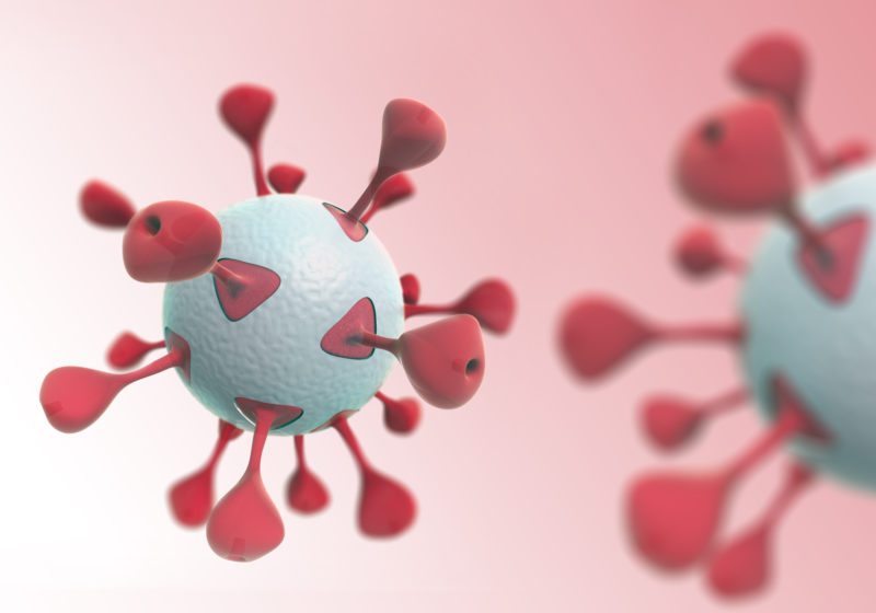 illustration of red virus on gradient background